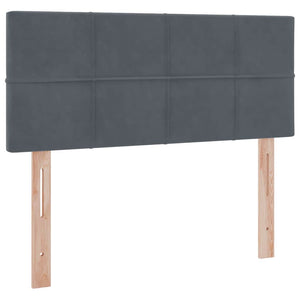 Förvaringssäng med LED med madrass Mörkgrå 120 x 200 cm Sammet