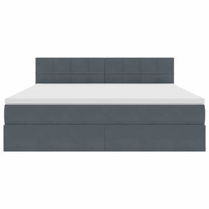 Förvaringssäng med LED med madrass Mörkgrå 180 x 200 cm Sammet