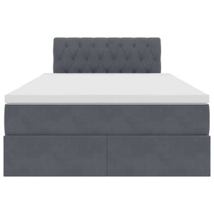 Förvaringssäng med LED med madrass Mörkgrå 120 x 200 cm Sammet