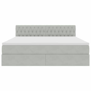 Förvaringssäng med LED med madrass Ljusgrå 180 x 200 cm Sammet