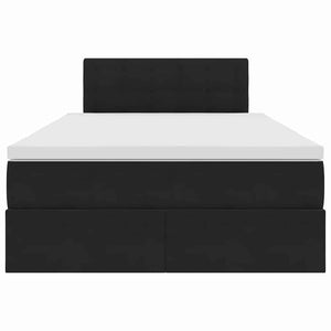 Förvaringssäng med LED med madrass Svart 120 x 200 cm Sammet