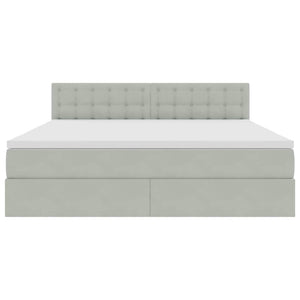 Förvaringssäng med LED med madrass Ljusgrå 180 x 200 cm Sammet