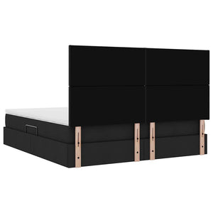 Förvaringssäng med madrass Svart 180 x 200 cm Polyester