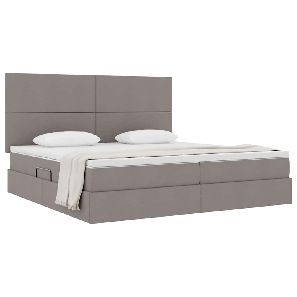 Förvaringssäng med madrass med lagring Taupe 200 x 200 cm tyg