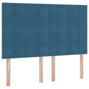 Förvaringssäng med madrass Mörkblå 140 x 200 cm Sammet