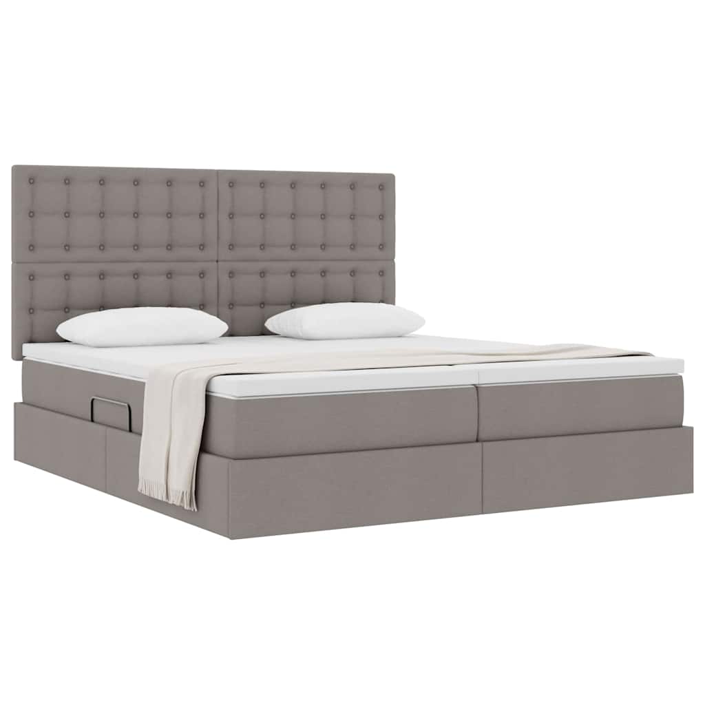 Förvaringssäng med huvudgavel Taupe 200 x 200 cm Tyg