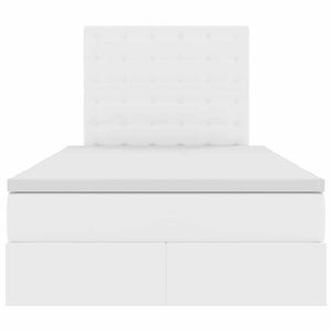 Förvaringssäng med LED Ren Vit 120 x 200 cm Konstläder