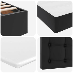 Förvaringssäng med LED Svart 140 x 200 cm Konstläder