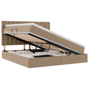 Förvaringssäng med LED Cappucino 160 x 200 cm Konstläder