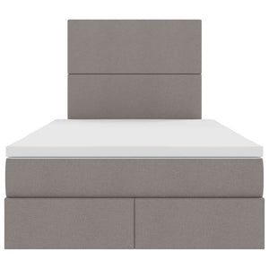 Förvaringssäng med LED med madrass Taupe 120 x 200 cm Polyester