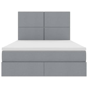 Förvaringssäng med LED Ljusgrå 140 x 190 cm Polyester