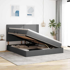 Förvaringssäng med LED Mörkgrå 180 x 200 cm Polyester
