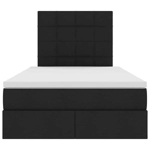 Förvaringssäng med LED med madrass Svart 120 x 200 cm Polyester