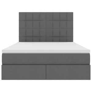 Förvaringssäng med LED Mörkgrå 140 x 190 cm Polyester