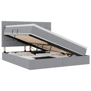 Förvaringssäng med LED Ljusgrå 180 x 200 cm Polyester