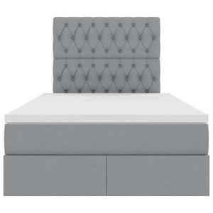 Förvaringssäng med LED Ljusgrå 120 x 200 cm Polyester