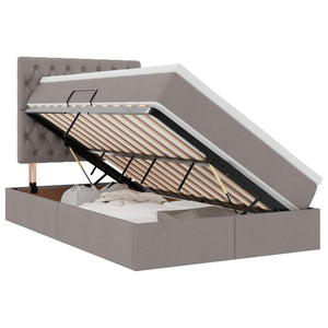 Förvaringssäng med LED med madrass Taupe 120 x 200 cm Polyester