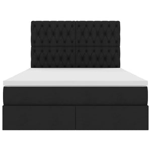 Förvaringssäng med LED med madrass Svart 140 x 190 cm Polyester