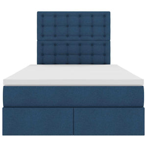 Förvaringssäng med LED med madrass Blå 120 x 200 cm Polyester