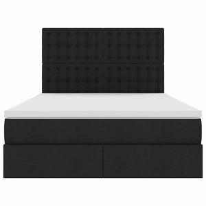 Förvaringssäng med LED med madrass Svart 140 x 190 cm Polyester