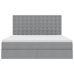 Förvaringssäng med LED Ljusgrå 180 x 200 cm Polyester