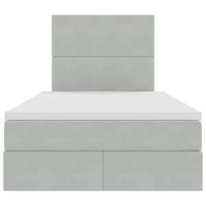 Förvaringssäng med LED med madrass Ljusgrå 120 x 200 cm Sammet