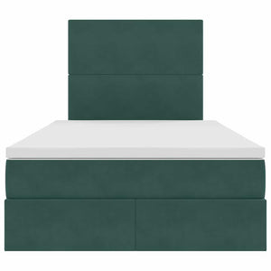 Förvaringssäng med LED med madrass Mörkgrön 120 x 200 cm Sammet