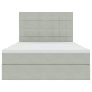 Förvaringssäng med LED med madrass Ljusgrå 140 x 200 cm Sammet