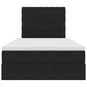 Förvaringssäng med LED med madrass Svart 120 x 200 cm Sammet