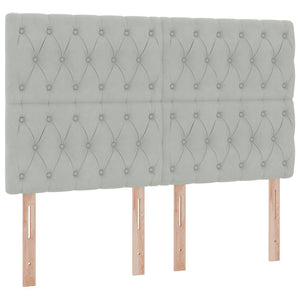 Förvaringssäng med LED med madrass Ljusgrå 140 x 190 cm Sammet