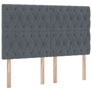 Förvaringssäng med LED med madrass Mörkgrå 140 x 190 cm Sammet