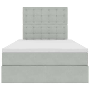 Förvaringssäng med LED med madrass Ljusgrå 120 x 200 cm Sammet