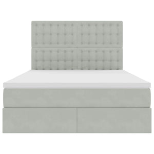 Förvaringssäng med LED med madrass Ljusgrå 140 x 190 cm Sammet