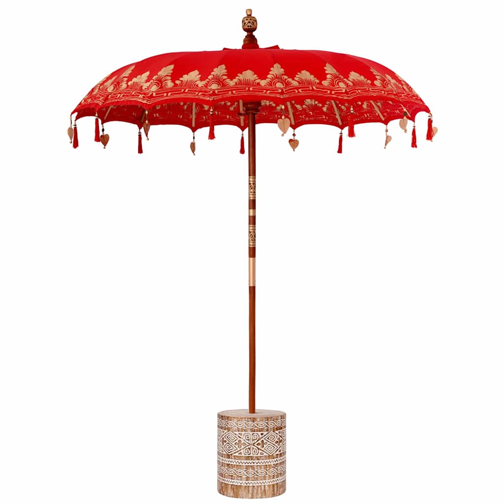 Balinesiskt paraply med bas Röd 185 x 185 x 260 cm Bomull