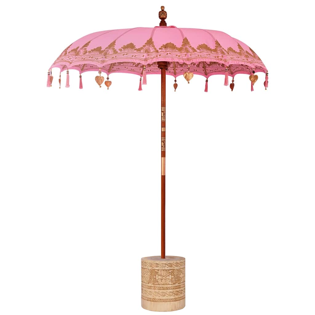 Balinesiskt paraply med bas Rosa Ø 180-190 cm
