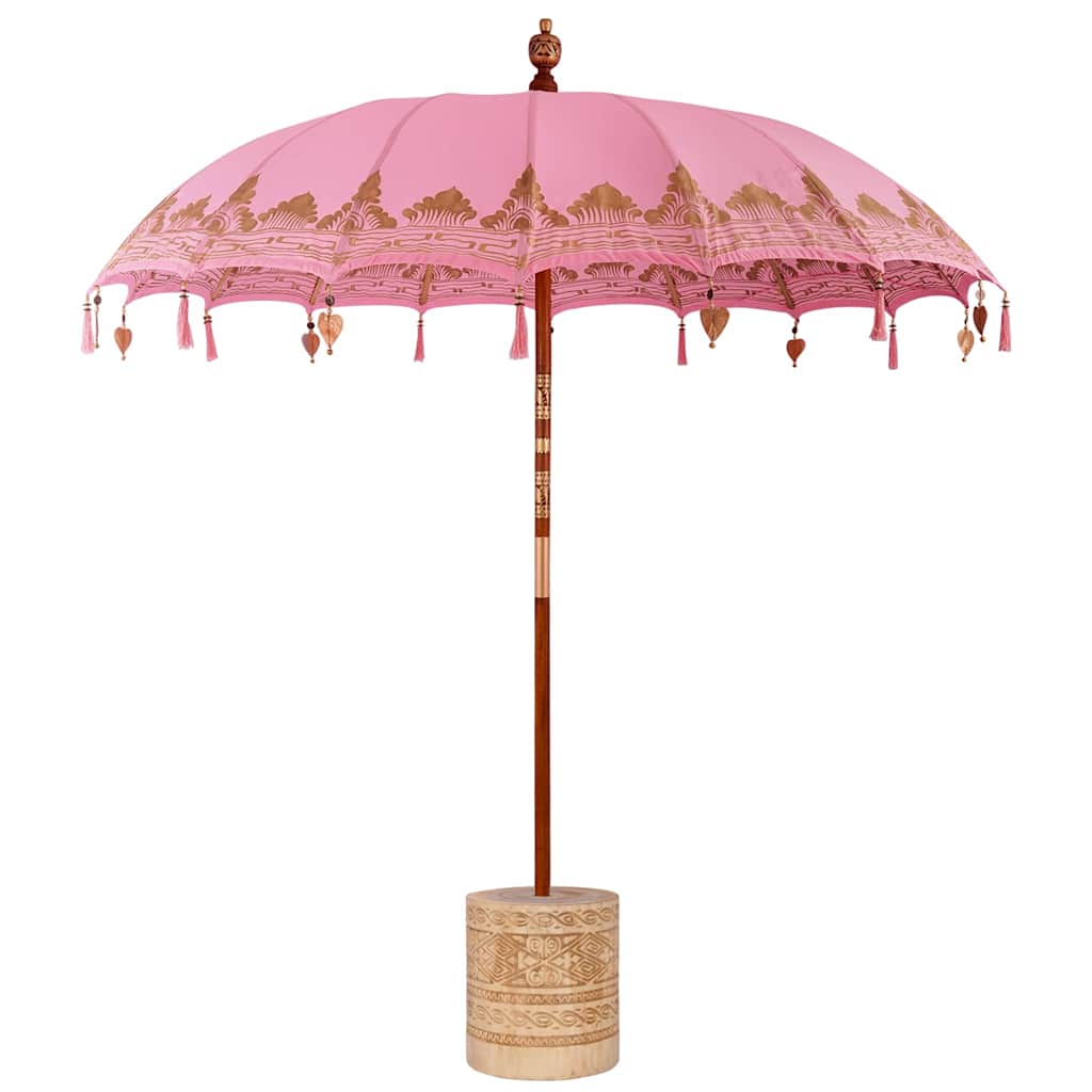 Balinesiskt paraply med bas Rosa Ø 210-220 cm