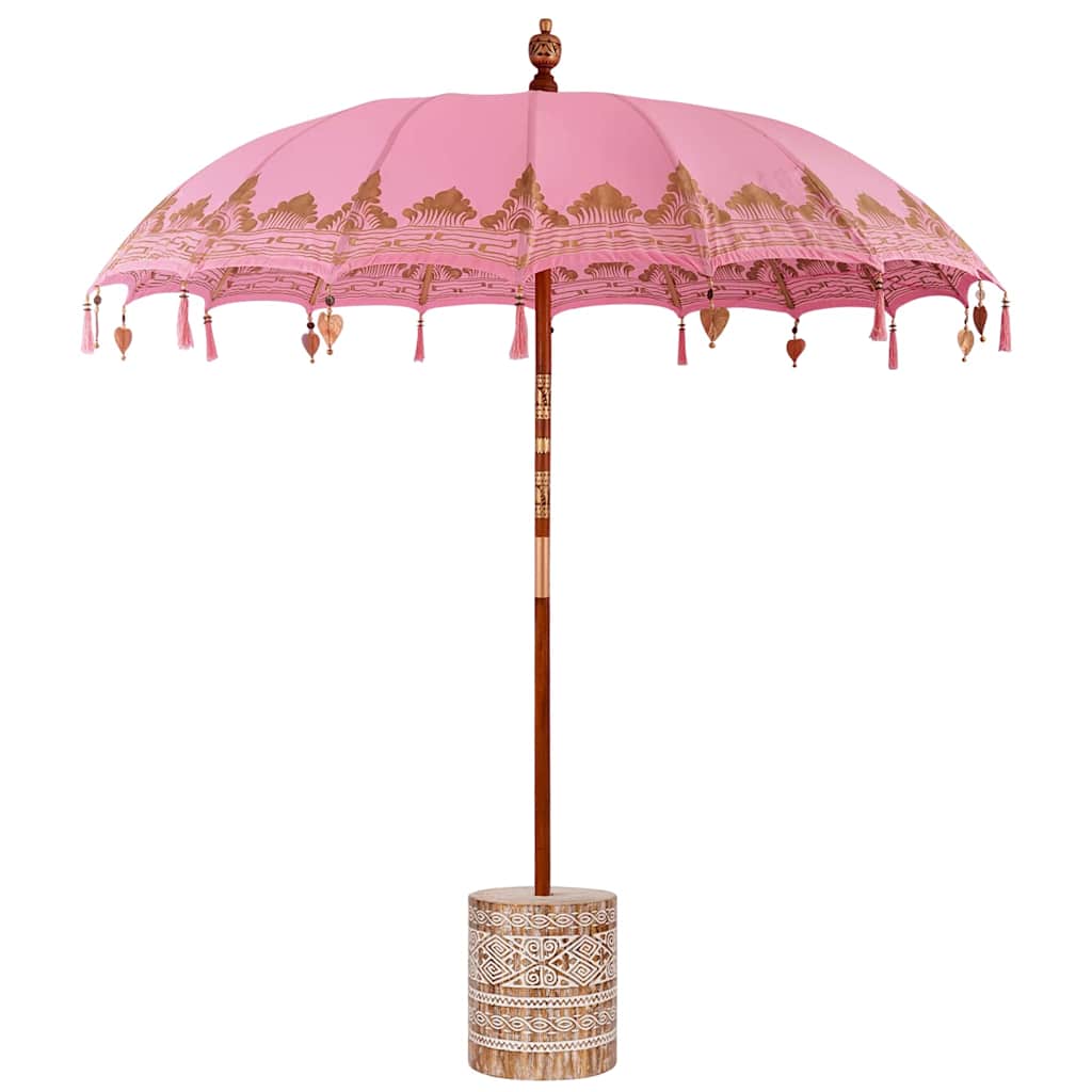 Balinesiskt paraply med bas Rosa Ø 210-220 cm