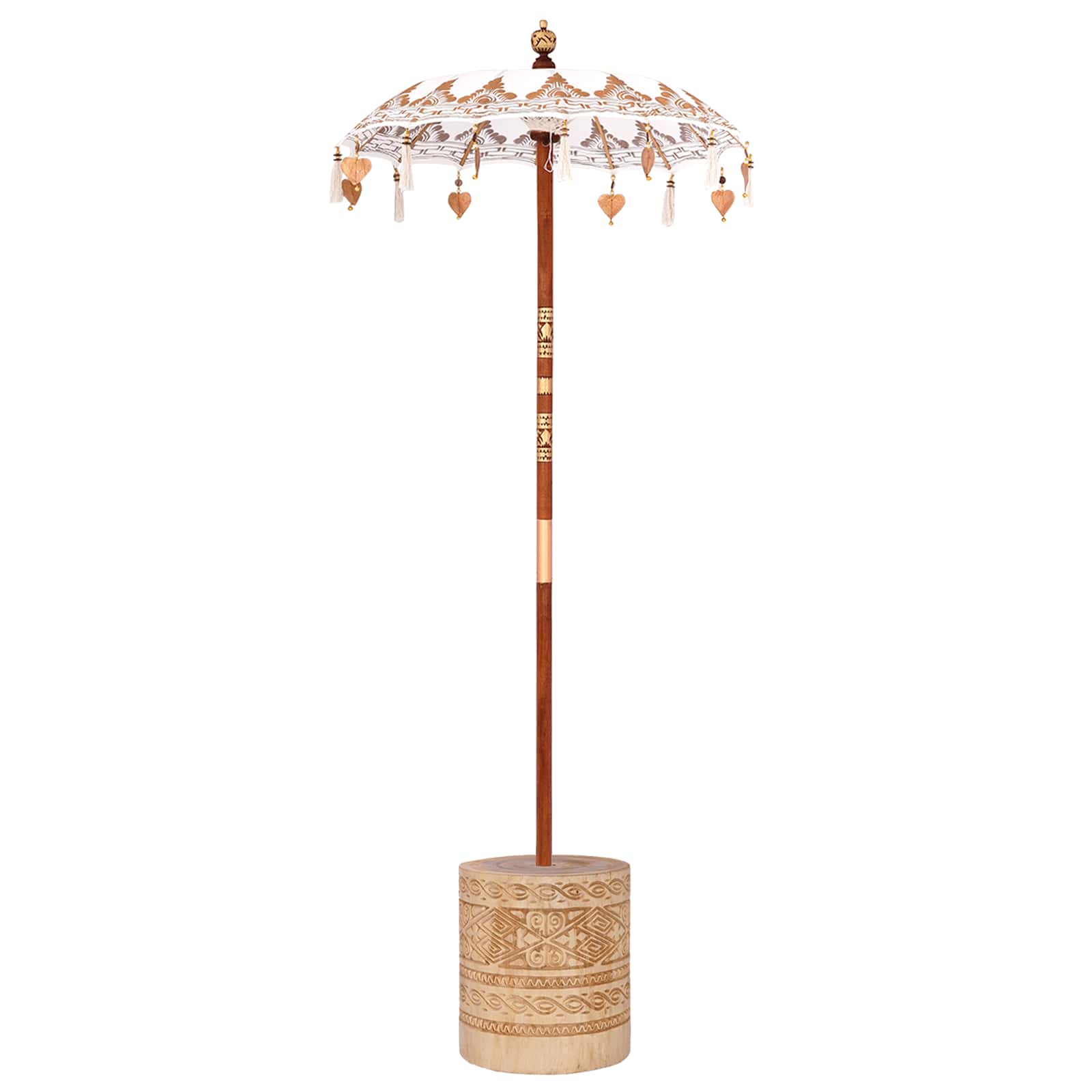 Balinesiskt paraply med bas Kräm 95 x 95 x 260 cm Bomull