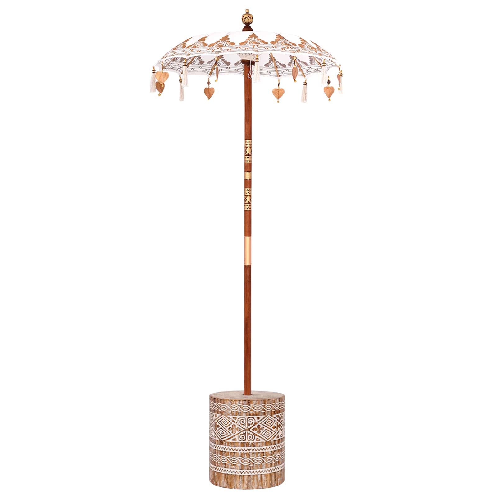 Balinesiskt paraply med bas Kräm 95 x 95 x 260 cm Bomull