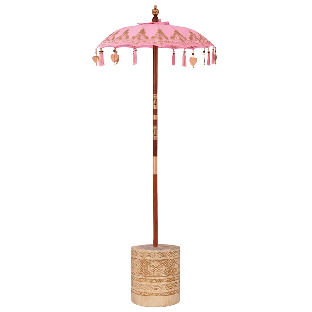 Balinesiskt paraply med bas Rosa 95 x 95 x 260 cm Bomull
