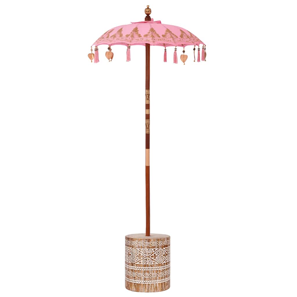 Balinesiskt paraply med bas Rosa 95 x 95 x 260 cm Bomull