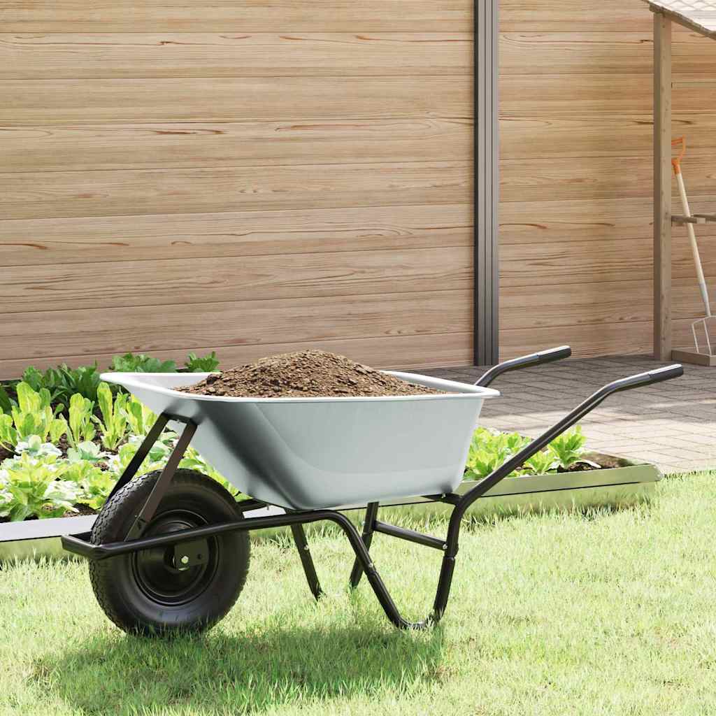 Vagn Silver och svart 100 L 150 kg Galvaniserat stål