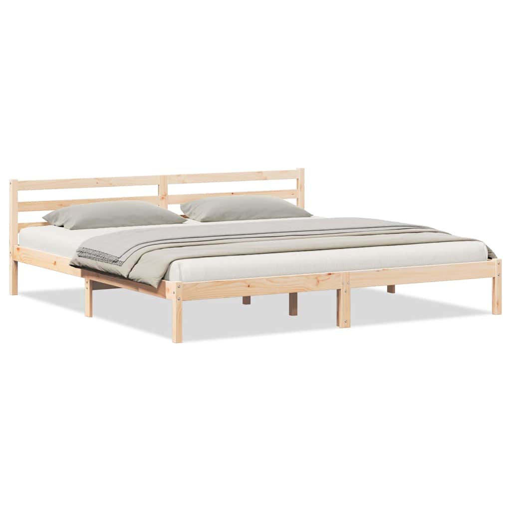 Sängram med huvudgavel Brun 215,5 x 205,5 x 69,5 cm Massiv furu