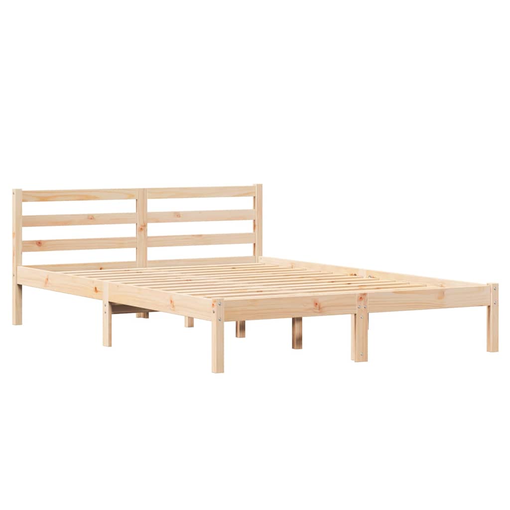 Sängram med huvudgavel Brun 225,5 x 145,5 x 69,5 cm Massiv furu