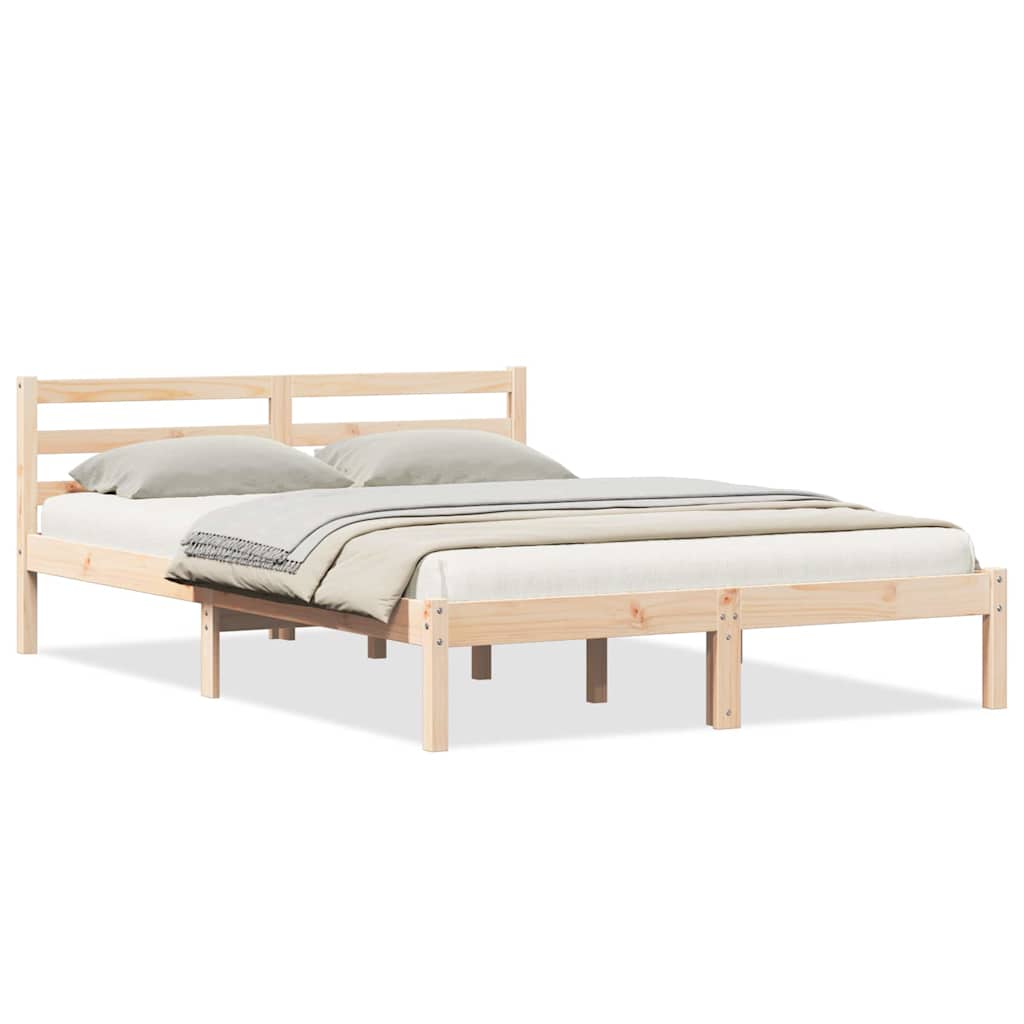 Sängram med huvudgavel Brun 225,5 x 165,5 x 69,5 cm Massiv furu