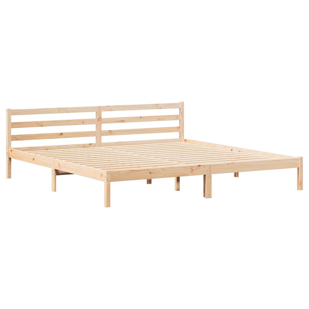 Sängram med huvudgavel Brun 225,5 x 185,5 x 69,5 cm Massiv furu