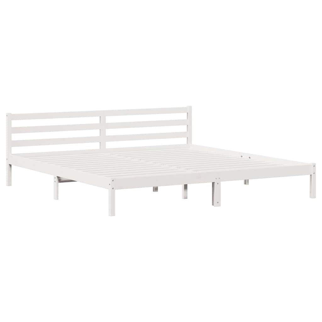 Sängram med huvudgavel Vit 225,5 x 205,5 x 69,5 cm Massiv furu