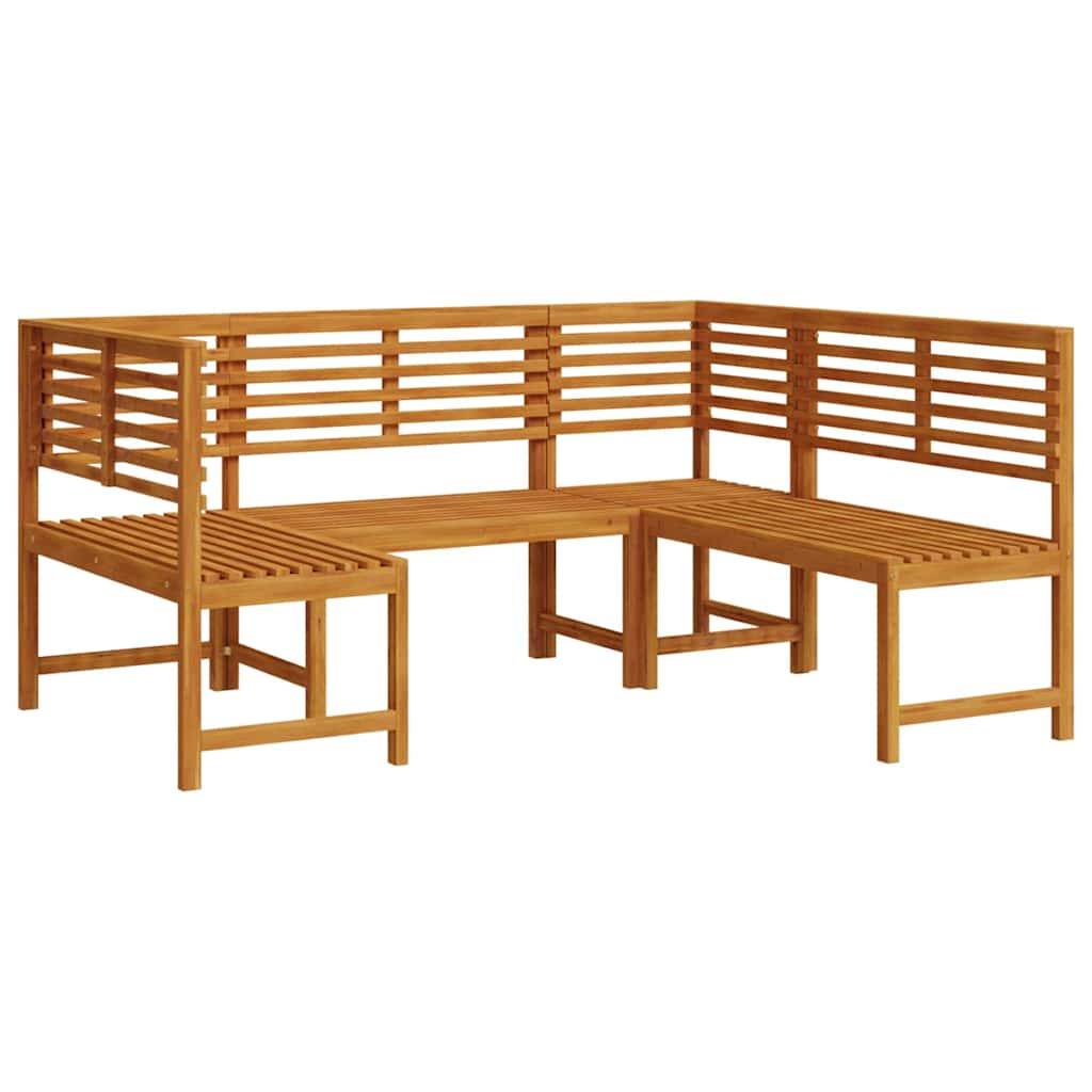 Bänkset för trädgården 3 pcs Brun Massivt Akaciaträ