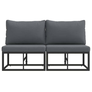 Utomhus Möbler med kudde 2 pcs Svart 70 x 71.5 x 32 cm Metall