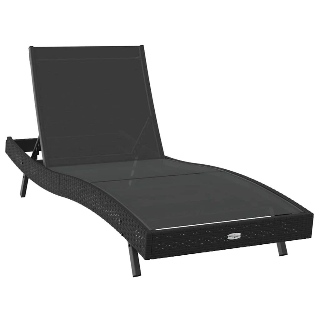 Solstol Reclining Svart 197 x 70 x 82 cm konstrotting